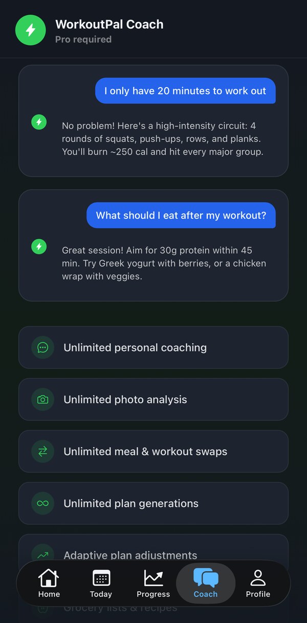 AI fitness coach on a mobile app