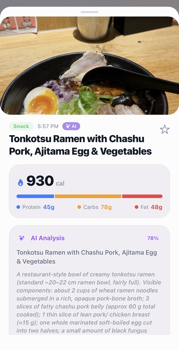 Scanning a meal with AI photo calorie counting